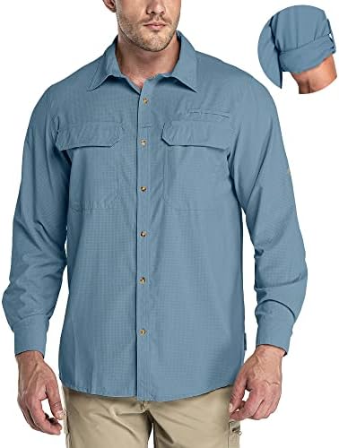 33,000ft Men's Long Sleeve Sun Protection Shirt UPF 50+ UV Quick Dry Cooling Fishing Shirts for Travel Safari Camping Hiking by 33000ft