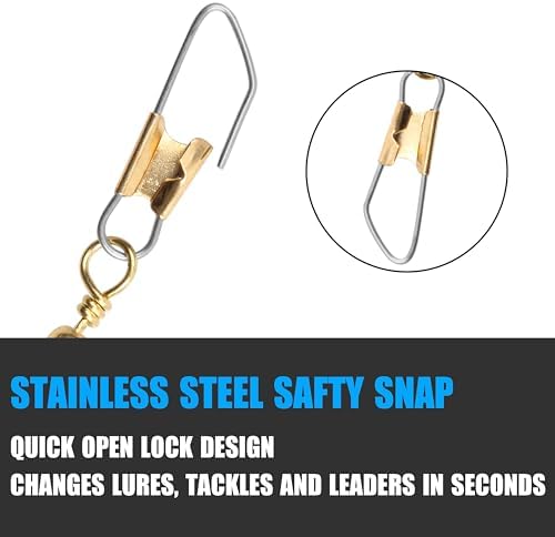 AGOOL Fishing Swivels Snaps, 60/120pcs Barrel Swivels with Nice Snaps Gold High Strength Solid Rings Line Lures Connector Fishing Tackle Accessories - Image 6