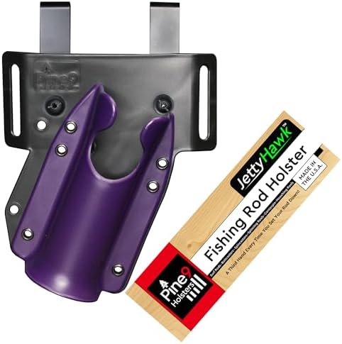 JettyHawk Fishing Rod Hip Holster, Hands-Free Quick-Draw Holder, Fits 1.5-2" Pole, for Spinning, Baitcaster, Centerpin & Surf Rods, Wading & MOLLE Belts by Pine9Holsters