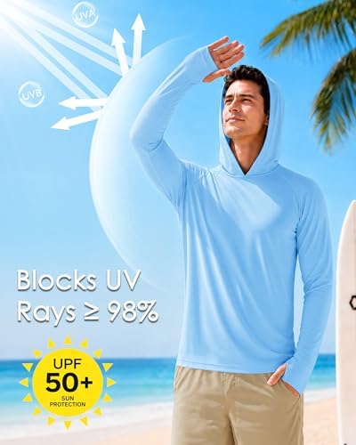 Boladeci Men's UPF 50+ Sun Protection Lightweight Hoodie Shirts Long Sleeve Fishing Shirt SPF UV Hiking Swim - Image 3