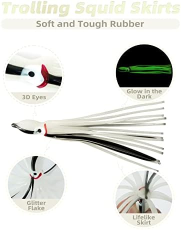 BLUEWING Trolling Squid Skirts Fishing Saltwater 2,3,5,8,12 Inch Octopus Lures 1pcs/5pcs - Image 2
