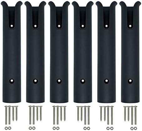 Wall Mounted Fishing Rod Holders Tubes Links Fishing Rod Holder Rack Rests (6-TUBE Black-HiUmi-US) by HIUMI