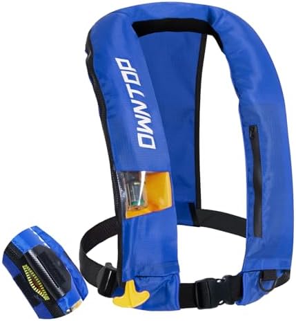 Owntop Automatic/Manual Inflatable Vest, Manual Convertible Option, Low Profile, Zipper Closure, Inflatable Fishing Jacket for Kayaking, Boating and Fishing, 24g CO2 Cylinder Included by Owntop