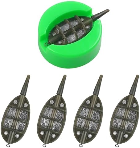 Carp Fishing Method Feeders Set 4 Inline Method Feeders with 1 Quick Release by AGOOL