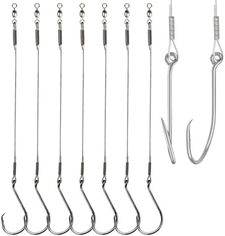 Fishing Hook Rigs 25/50 Pack - Circle Hook 1/0-10/0 with Stainless Steel Leader, Crane Swivel - Heavy Duty Saltwater Rigs for Catfish, Shark, Surf & Bottom Fishing by VipfishFishing