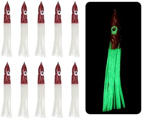 Fishing Squid Skirts, Glow Soft Plastic Trolling Lures Luminous -Fitting for (Bass/Trout/Salmon/Saltwater/Fishing Bait) by YELARXI