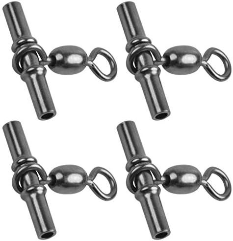 Fishing Cross Line 3 Way Swivel,40pcs T-Shape Sleeve Swivels Heavy Duty Crimp Crane Swivel Brass Triple Swivels for Deep Drop Rigs Saltwater Fishing Tackle by SILANON
