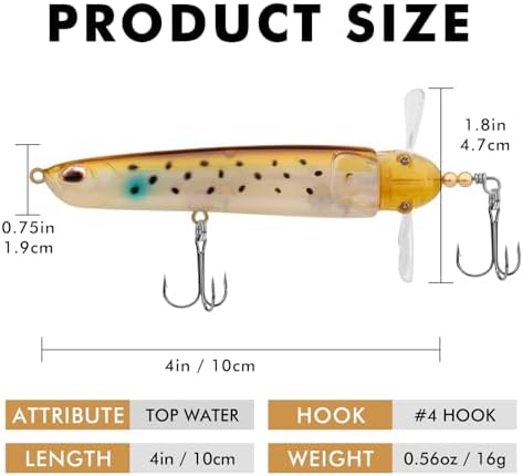 TRUSCEND Top Water Fishing Lures with BKK Hooks, Easy Catch Plopper Lure for Freshwater or Saltwater, Floating Lures for Bass, Pike, Catfish, Surface Wobble PoPobait Bass Baits Fishing Gifts for Men - Image 6