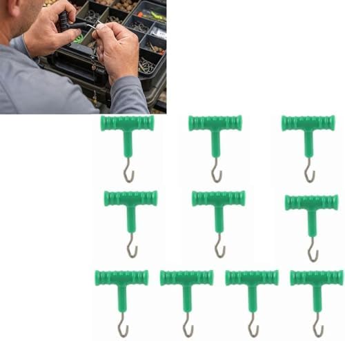 10 Pcs Fishing Knot Puller Set – T-Shape Handle for Carp Rig Construction, Stainless Steel Baiting Tool with Ergonomic Grip (1.97" Length)‌ - Image 7