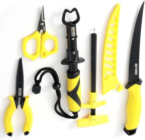Beyond Fishing 5-Piece Fishing Tool Kit - Pliers, Fillet Knife, Hook Remover, Lip Gripper, and Braid Scissors - Saltwater Fishing Gear and Fishing Essentials for Men by BeyondBraid