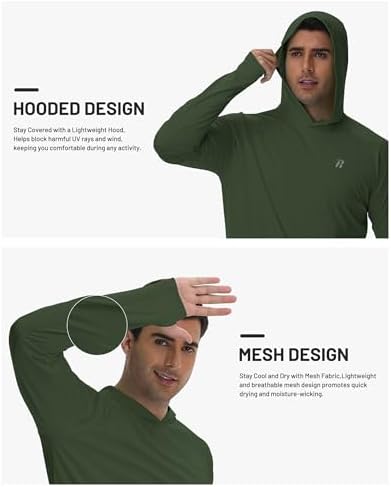 Runhit UPF 50+ Fishing Shirts for Men Long Sleeve Sun Protection Hoodie Lightweight Outdoor Workout Hiking Running Rash Guard - Image 2