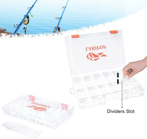 LARIPOP 4-Pack 3600 Fishing Tackle Boxes, Clear Plastic Storage Trays with Adjustable Dividers, Organizer for Lures, Hooks, Sinkers, Jigs & Fishing Accessories - Image 4