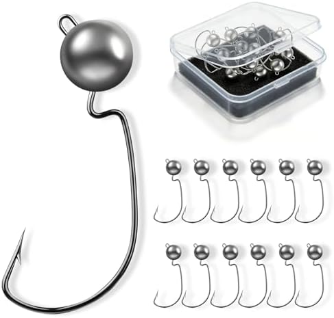Offset Ned Rig Jig Heads - Snagless Ned Rig Hooks for Finesse Fishing - 5g 7g 10g 14g High Carbon Steel Ball Head Jigs for Bass Walleye - Assorted Pack Options by SEAOWLFISHING