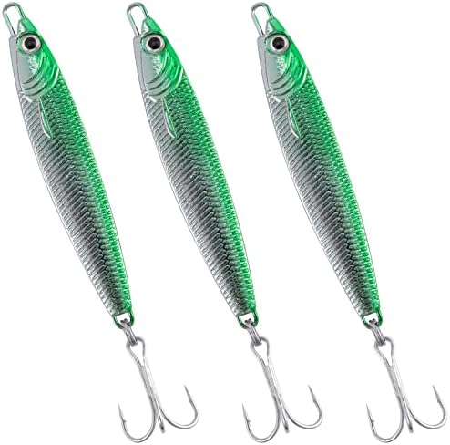 Dr.Fish Fishing Jigs Jigging Spoon Saltwater Fishing Lure Casting Metal Spoon Surf Fishing Mackerel Striper Lures Stinger Bluefish Vertical Diamond Jig by DrFish