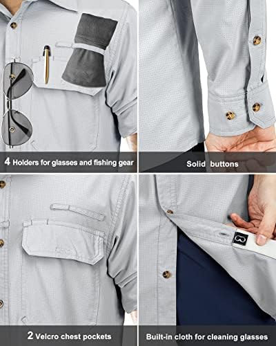 33,000ft Men's Long Sleeve Sun Protection Shirt UPF 50+ UV Quick Dry Cooling Fishing Shirts for Travel Safari Camping Hiking - Image 5