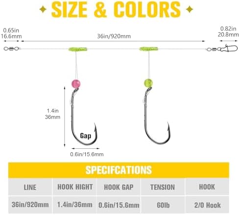 Dovesun Surf Fishing Rigs High Low Rigs Fishing Saltwater for Fluke Flounder Porgy Snapper Sea Trout - Image 5