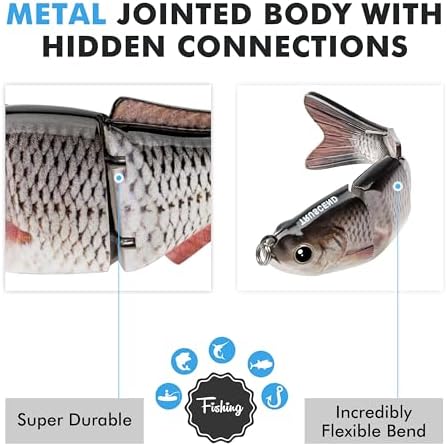 TRUSCEND Swimmax Easy Catch Fishing Lures with BKK Hooks, Wiggling, Vibrating, Rattling and Gurgling for More Bite, Heavy-Duty Dyneema Fiber Jointed Swimbaits for Bass, Trout, Walleye, Crappie, Pike - Image 3