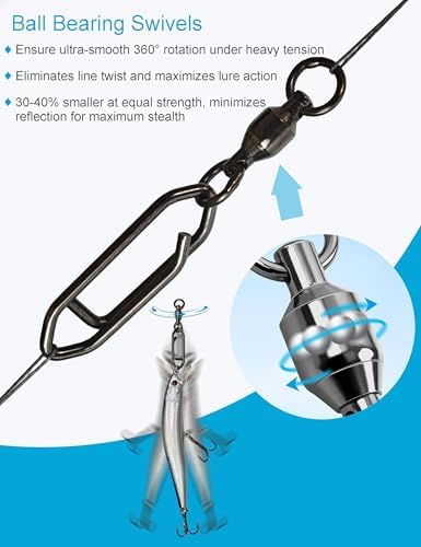 Ball Bearing Fishing Swivels with Speed Clips - 29pcs/Box Black Nickel Stainless Steel Snap Swivels, Size 0# - 4# Saltwater & Freshwater Quick Change Lure Snap - Image 2