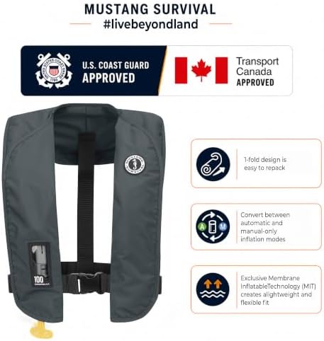 Mustang Survival MIT 100 Convertible A/M Inflatable PFD Life Jacket Single - Image 4