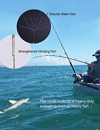 Circle Hooks Rigs Saltwater Steel Leader Wire, 25pcs Heavy Duty Circle Hook with Leader Wire Bass Catfish Fishing Lure Rig - Image 5