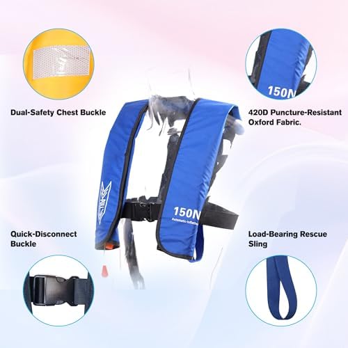 Inflatable-Life-Jacket| Lightweight Life-Vest for Adults| Automatic Inflatable-PFD| Supports up to 300 lbs - Image 4