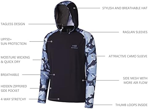 BASSDASH Men’s UPF 50 Performance Fishing Shirt Cooling Hoodie Camo Long Sleeve FS17M - Image 4
