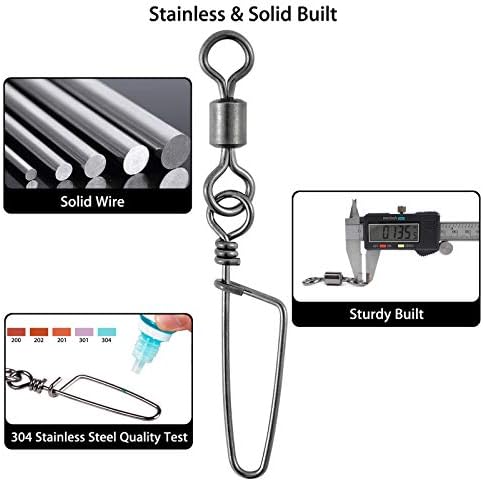 Dr.Fish 30 Pack Barrel Snap Swivels, Barrel Swivels Fishing Tackle Crane Rolling Coast Lock Snap Lure Leader Line Connector Fresh&Saltwater - Image 6