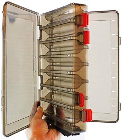Double-Sided Fishing Lure Hook Tackle Box Visible Hard Plastic Clear Fishing Lure Bait Squid Jig Minnows Hooks Accessory Storage Case Container (Brown 14 Slots) - Image 7