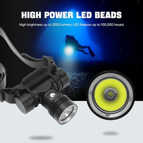 Diving Headlamp,3 Modes Rechargeable Underwater Light for Scuba Exploration - Image 4