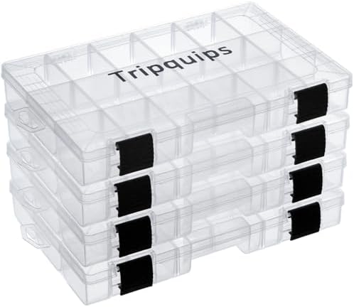 Tripquips 3600 Tackle Trays, Plastic Storage Organizer Box with Removable Dividers - Tackle Boxes - Fishing Tackle Storage - 3700 Tackle Trays - 2 Packs/4 Packs Box Organizer by Tripquips