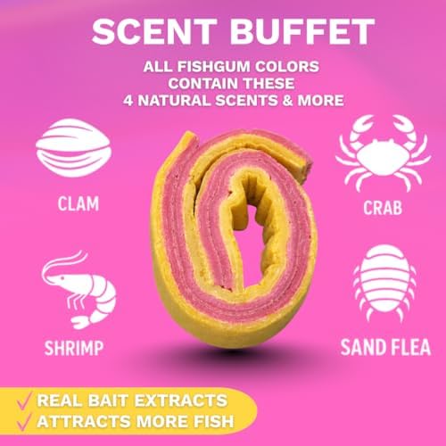 FishGum Surf Fishing Bait Strips for Saltwater Beach Fishing – Real Shrimp, Crab, Clam & Sand Flea Infused Scent – Artificial Cut Bait for Pompano, Redfish & Flounder - Image 3