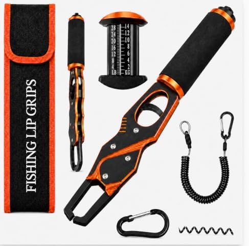 2-in-1 Fish Lip Gripper with Scale, 60LB Fish Scale, 360° Rotating Handle by Voivey