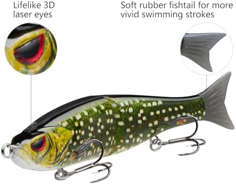 Bassdash SwimShad Glide Baits Jointed Swimbait Bass Pike Salmon Trout Muskie Fishing Lure - Image 4