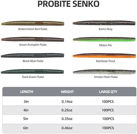 Soft Fishing Worm 100PCS, 3/4/5/6" Mega Value Pack Senko Style Soft Lures for Bass, Plastic Worm Stick Baits, Multicolor, Cost-Effective Fishing Gift - Image 2