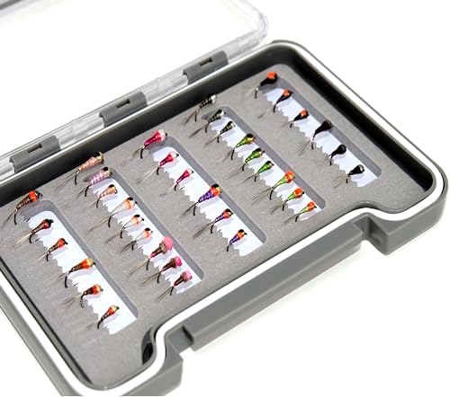36 Effictive Tungsten Bead Perdigon Nymphs Fly Fishing Flies Assortment | Trout and Grayling Fishing Lure | Waterproof Fly Box - Image 3