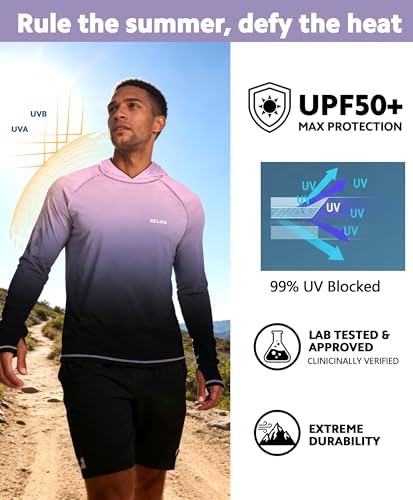 Men's UPF 50+ Sun Protection Hoodie, Long Sleeve Fishing Shirt - Image 3