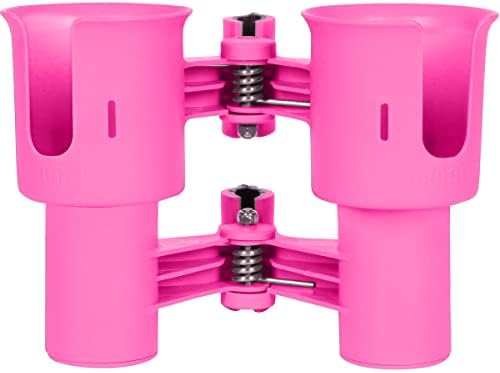 ROBOCUP, (Hot Pink EZ-Spring), Patented Clamp On Boat Cup Holder |Multifunction Dual Drink Caddy for Fishing Poles, Tools, Net |Portable Storage for Boating, Beach, Umbrellas, Golf Carts, Strollers - Image 5