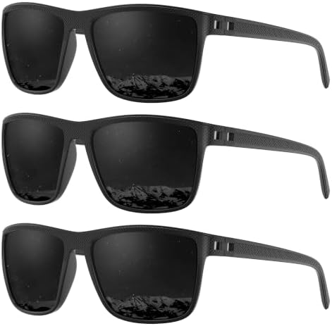 Fanshen Square Polarized Sunglasses for Men, 3 Pack Lightweight UV Protection Sun Glasses for Driving Fishing Golf by Unknown