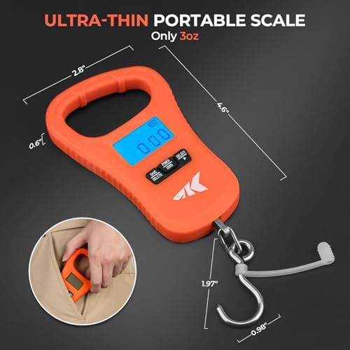 KastKing ToughTide USB Charging Fish Scale with Lip Gripper, Orange Combo - Image 3