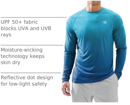 Men's Sun Protection Swim Long Sleeve UPF 50+ Rash Guard Lightweight Shirts - Image 4