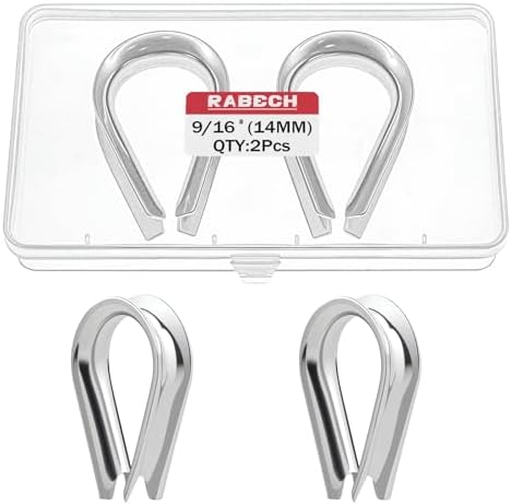 M14 9/16 Inch Wire Rope Thimble 9/16" Stainless Steel Thimbles for Wire Rope Cable Thimble Rigging (Pack of 2Pcs) by RABECH