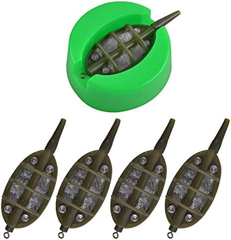 Carp Fishing Method Feeders Set,4pcs Inline Method Feeders with 1pc Quick Release Mould Bait Holder Tool Carp Fishing Tackle Accessories by JOGFFDE