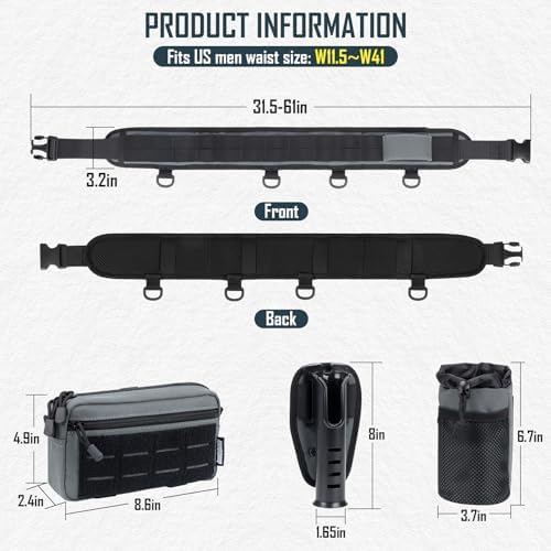 Fishing Wading Belt with Rod Holder & Waist Pack – Adjustable Fishing Belt with Detachable Tackle Bag Fishing Tool Tackle - Image 6