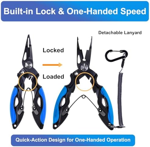 Titanium Coated Micro Fishing Pliers Precision Split Ring Pliers for Ultralight Fishing with Storage Pouch & Lanyard Blue - Image 5
