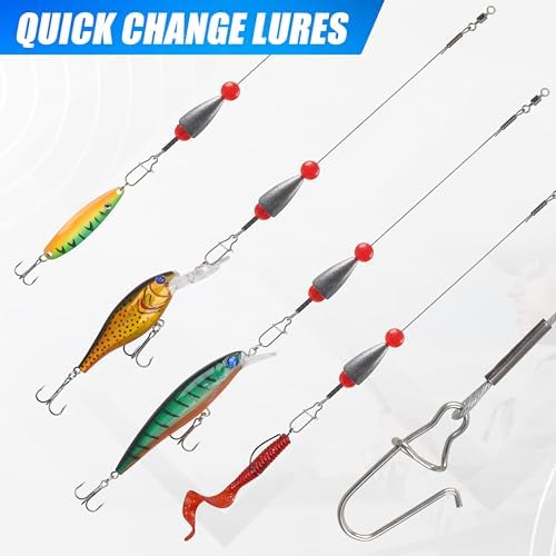 Carolina Rigs for Bass Fishing, Pre Rigged Carolina Catfish Rigs Kit Ready Tied Steel Fishing Leaders with Bullet Fishing Weights Beads for Saltwater Freshwater 3/8oz 1/2oz 3/4oz - Image 6