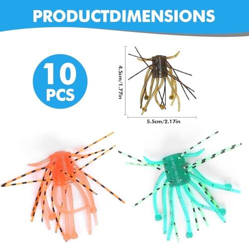 Silicone Soft Dice Fishing Lures: 12pcs Multiple Tentacles Slow Sink Soft Plastic Baits for Bass Drop Shot Finess Wacky Rig - Image 2