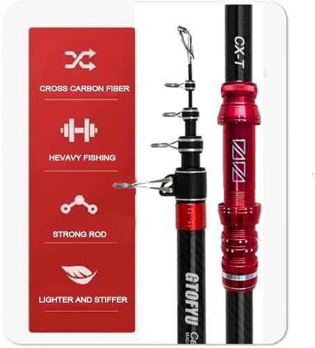 Telescopic Fishing Rod, Carbon Fiber Travel Surf Rod, Spinning Power Lure 2-9Oz, 20-50LB，Medium-Heavy Throwing Surfcasting Baitcasting Pole, Distance Throwing Fishing Rod - Image 2