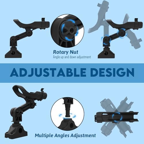 Fishing Rod Holder for Kayak & Boat with Side Deck Mount, 360 Degree Adjustable, Compatible with Spinning, Casting, Fly Reels - Image 3
