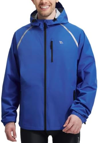 baleaf Men's Rain Jacket Waterproof Hood Lightweight Reflective Packable by baleaf