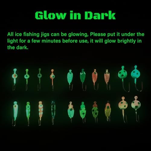 Ice Fishing Jigs Luminous Ice Fishing Lures Glowing Jig Gear Winter Fishing Jigging for Crappie Pike Panfish Walleye Perch Bluegill 6pcs/20pcs - Image 2